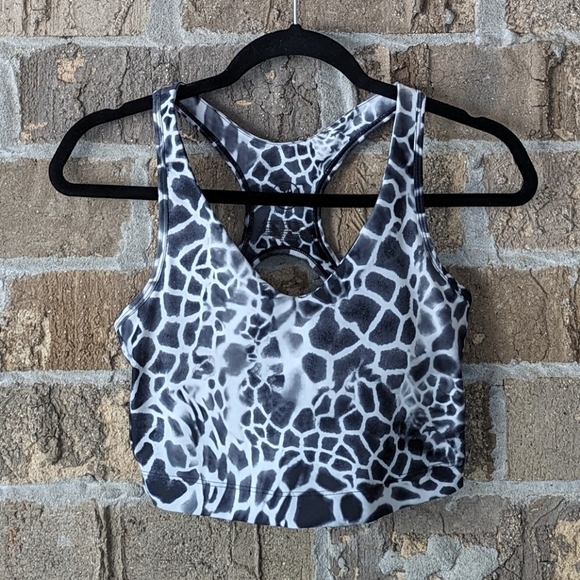 Sage Collective Animal Print Sports Bra Crop Top Size Small Charcoal Gray White - Picture 7 of 7